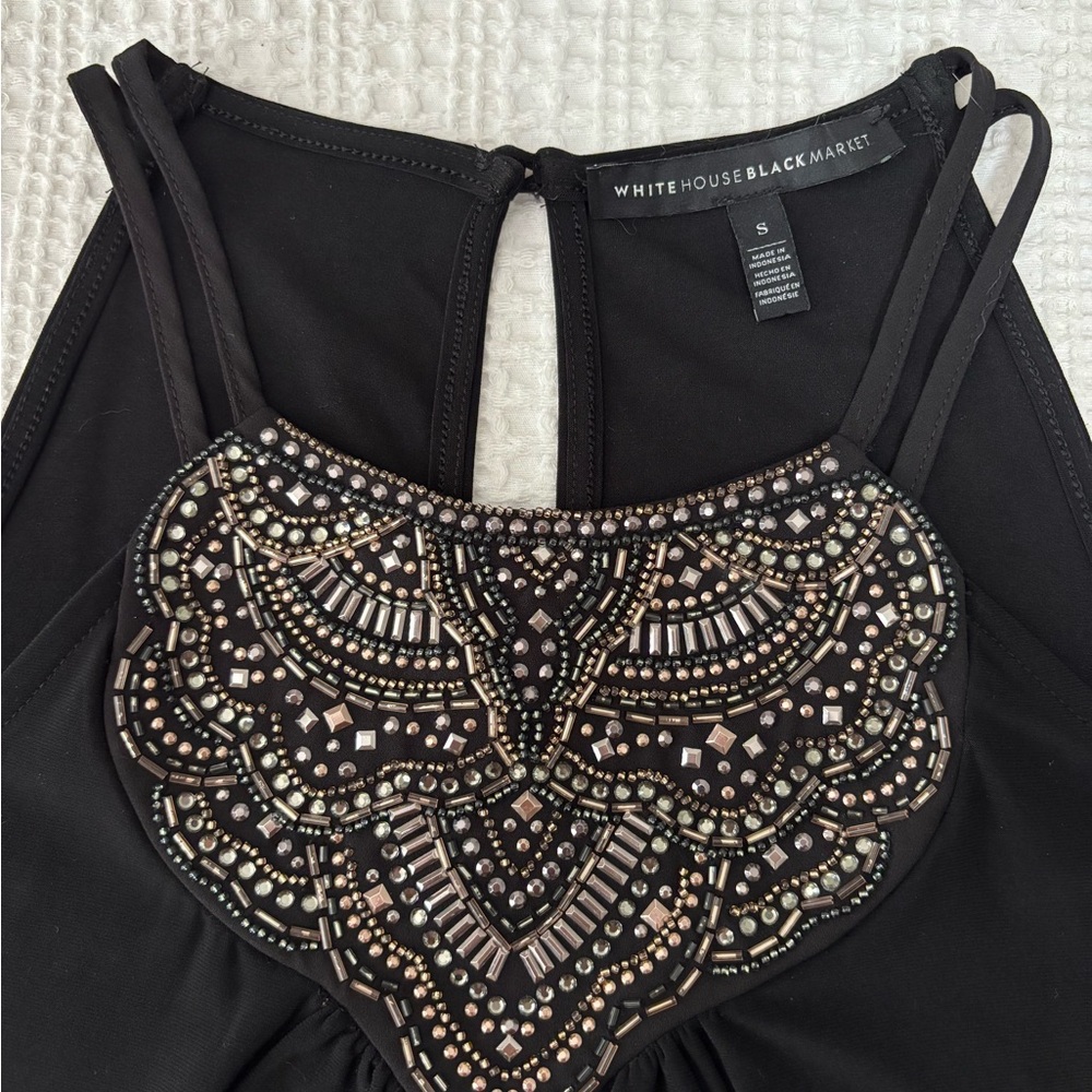 White House Black Market Black Embellished Top